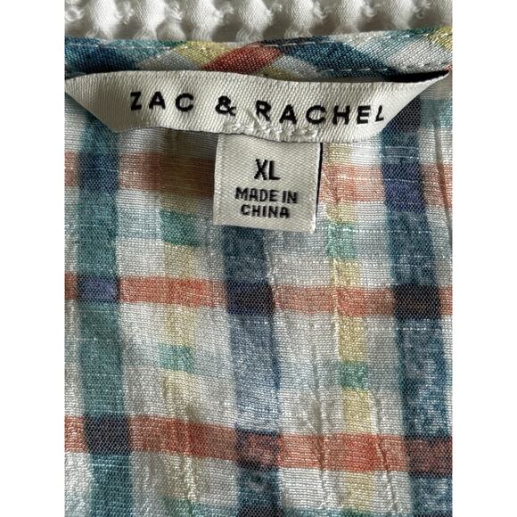 Zac & Rachel XL Gingham Plaid Cottagecore Blouse Top NWOT - Picture 3 of 8